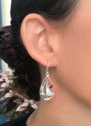 Garnet Sailboat Earrings