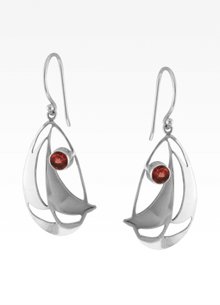 Garnet Sailboat Earrings