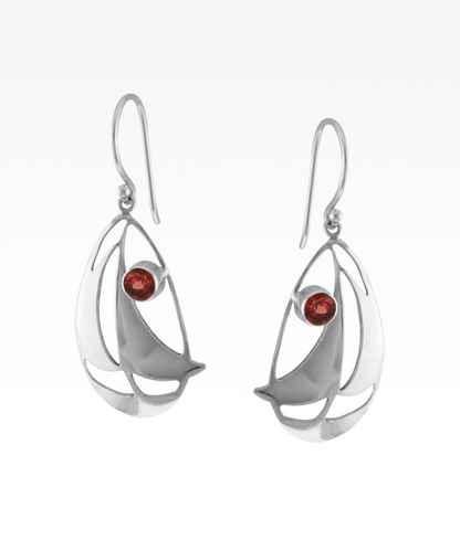 Garnet Sailboat Earrings