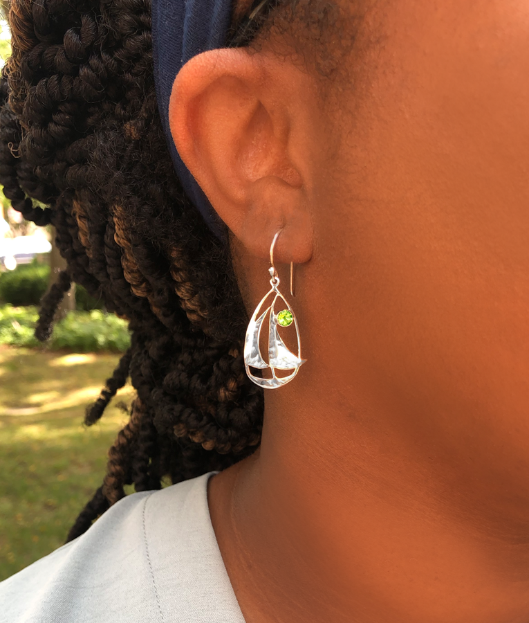 Peridot Sailboat Earrings