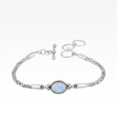 Blue Opal Oval Byzantine Bracelet