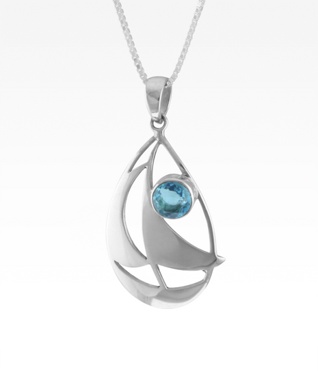Blue Topaz Sailboat Pendant
