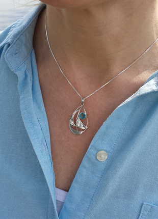 Blue Topaz Sailboat Pendant