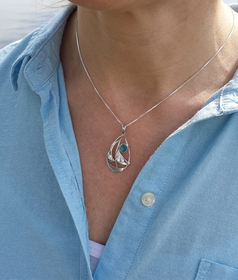 Blue Topaz Sailboat Pendant