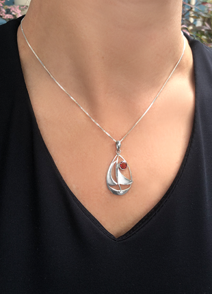 Garnet Sailboat Pendant