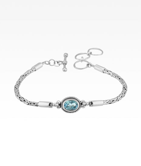 Blue Topaz Oval Byzantine Bracelet