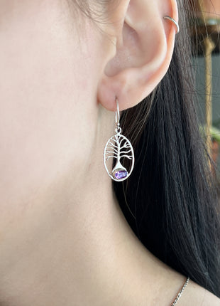 Amethyst Tree of Life Earrings