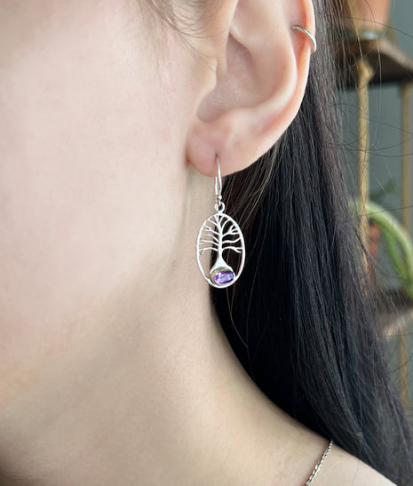 Amethyst Tree of Life Earrings