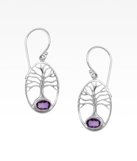 Amethyst Tree of Life Earrings