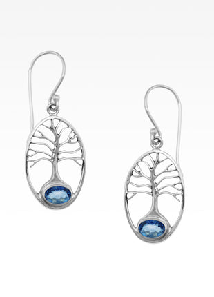 Blue Quartz Tree of Life Earrings
