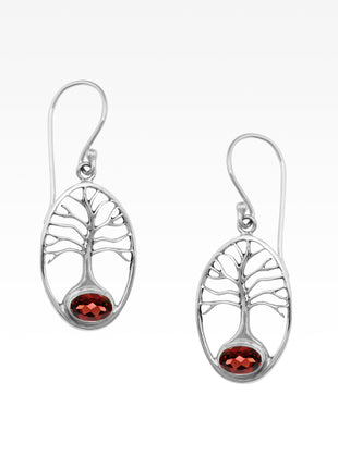 Garnet Tree of Life Earrings