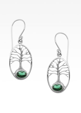 Green Quartz Tree of Life Earrings