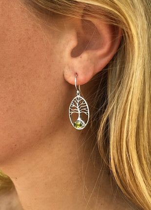 Peridot Tree of Life Earrings