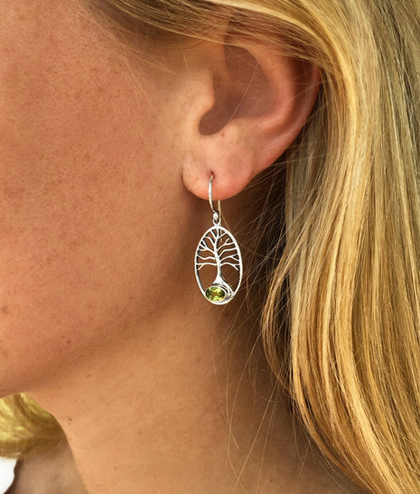 Peridot Tree of Life Earrings