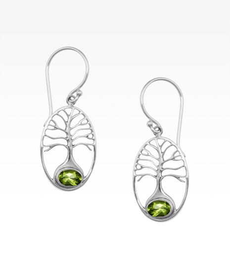 Peridot Tree of Life Earrings