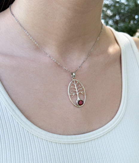 Garnet Tree of Life Pendant