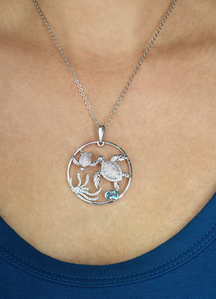 Swimming Turtles Pendant