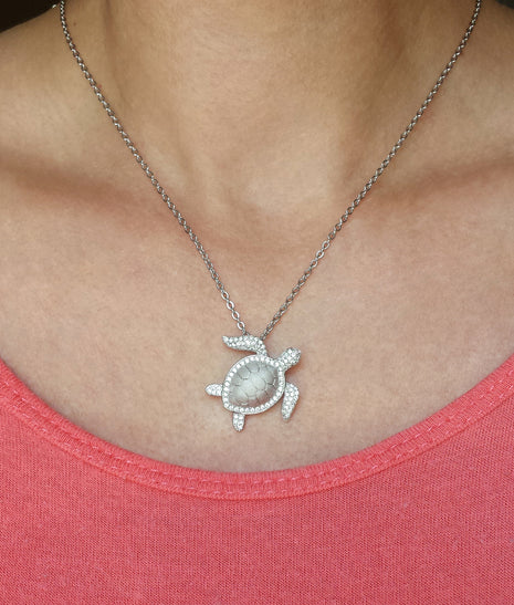 Satin Shell Sea Turtle Pendant
