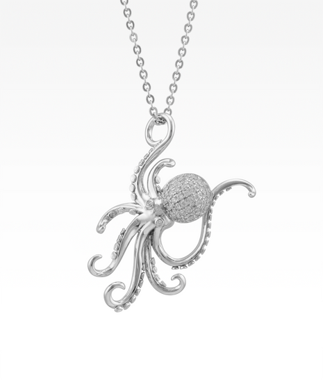 Pavé Octopus Pendant