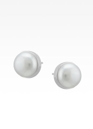 Pearl Button Earrings