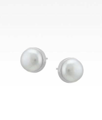 Pearl Button Earrings