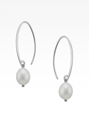 White Pearl Sweep Earrings