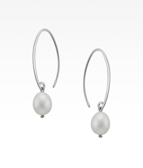 White Pearl Sweep Earrings