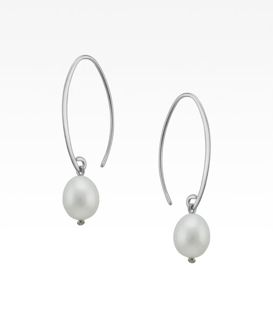 White Pearl Sweep Earrings
