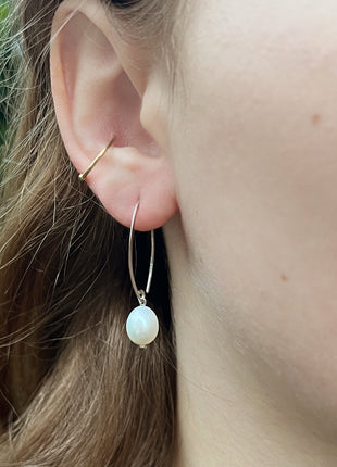 White Pearl Sweep Earrings