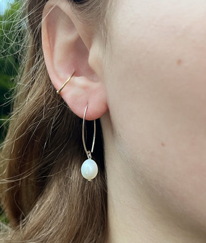 White Pearl Sweep Earrings