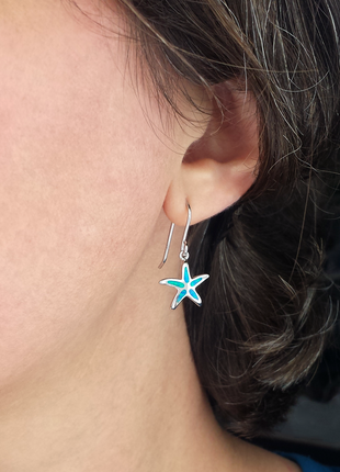 Opal Inlay Starfish Earrings