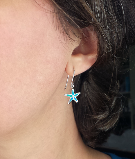 Opal Inlay Starfish Earrings