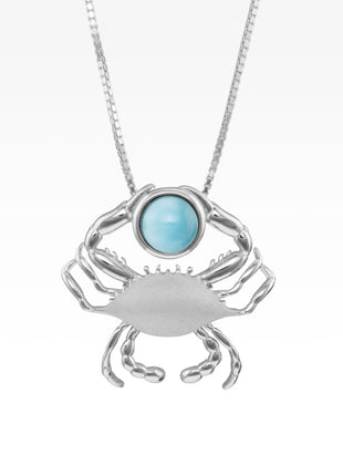 Satin Shell Crab with Larimar Pendant