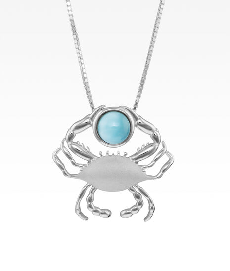 Satin Shell Crab with Larimar Pendant
