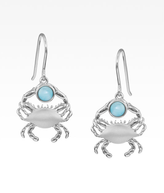 Satin Shell Crab with Larimar Earrings