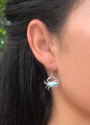 Larimar Maryland Crab Earrings