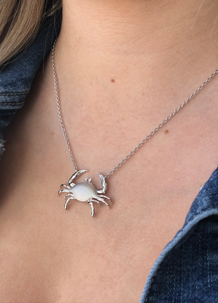 Satin Shell Crab with CZ Necklace