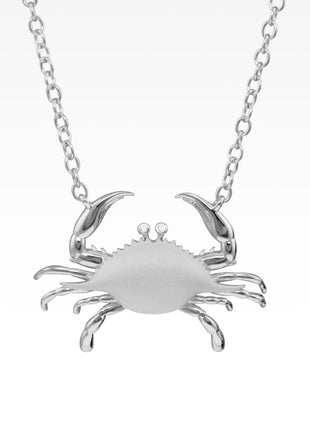 Satin Shell Crab with CZ Necklace