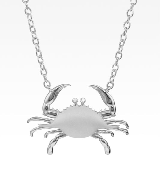 Satin Shell Crab with CZ Necklace