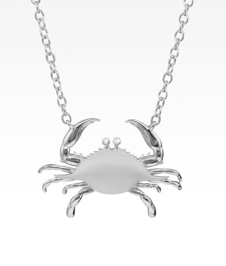 Satin Shell Crab with CZ Necklace