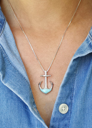 Larimar Anchor Pendant