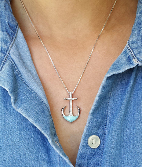 Larimar Anchor Pendant