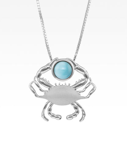 Satin Shell Crab with Larimar Necklace