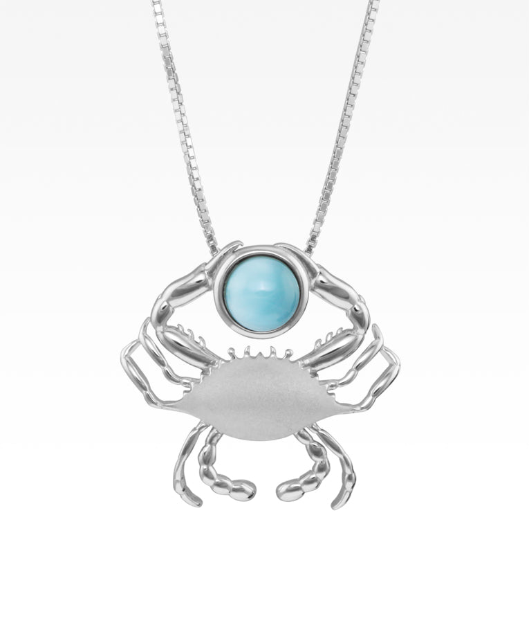 Satin Shell Crab with Larimar Necklace