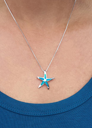 Opal Inlay Starfish Pendant