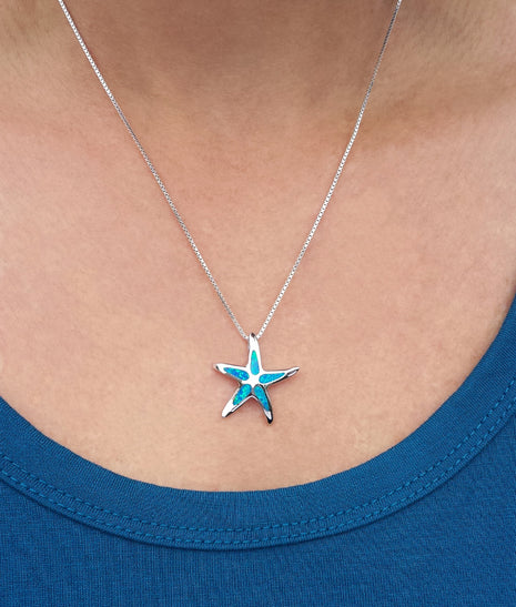 Opal Inlay Starfish Pendant