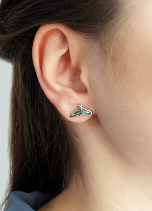 Abalone Whale Tail Post Earrings