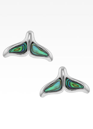 Abalone Whale Tail Post Earrings