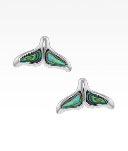 Abalone Whale Tail Post Earrings