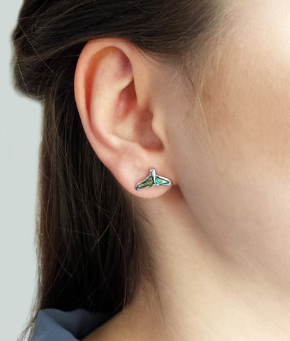 Abalone Whale Tail Post Earrings